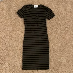 Black and green stripe bodycon dress